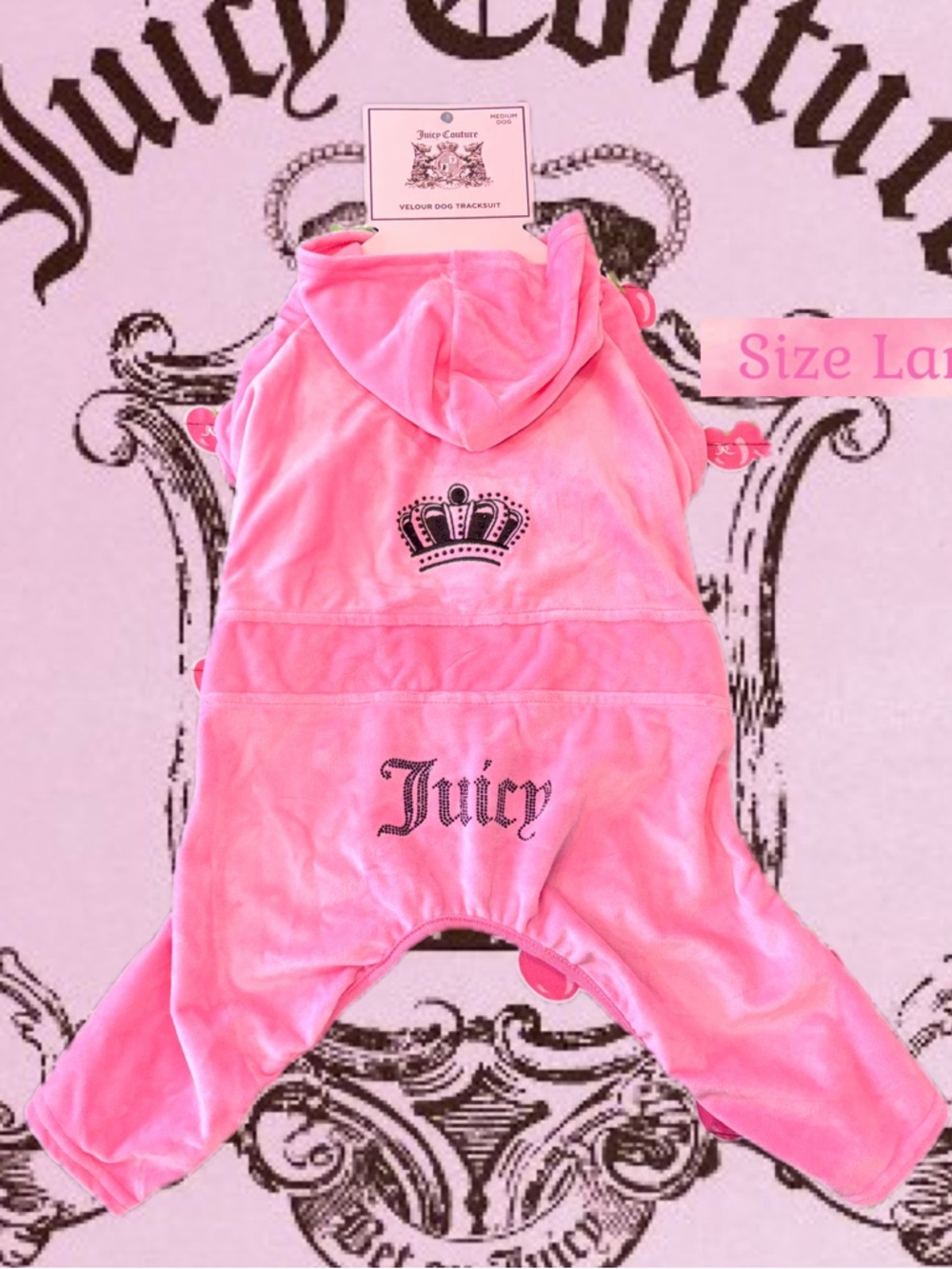 NWT Juicy Couture Pink Bling Velour Dog/Pet Tracksuit